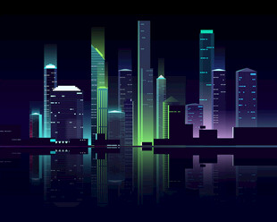 矢量城市夜景 