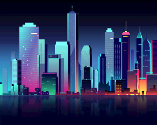 矢量城市夜景 