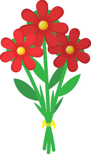 红色花朵花束插画