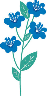 蓝色花朵插画