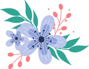 蓝色花卉插画
