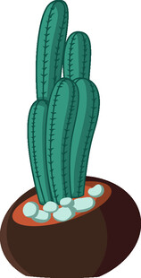 盆栽仙人掌植物插画