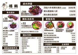 特色鹅肉菜单展示