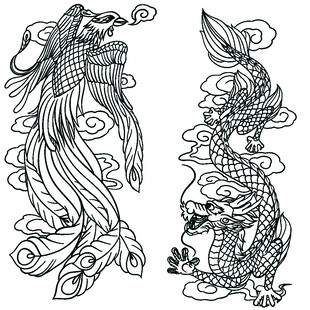 传统龙纹图案设计稿