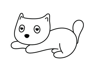 趴着的卡通小猫