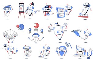 机器人科技办公人物插画元素