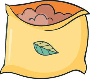 装满茶叶的黄色袋子