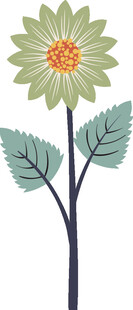 简约绿色花朵植物插画