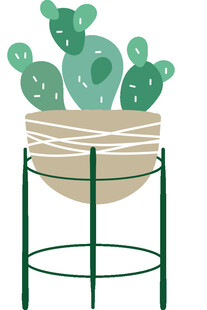 简约风绿植盆栽架上仙人掌