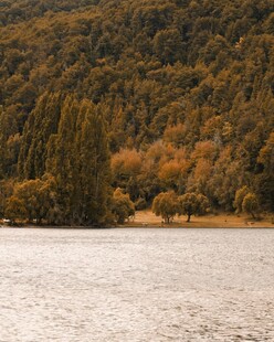 秋日湖畔山林美景