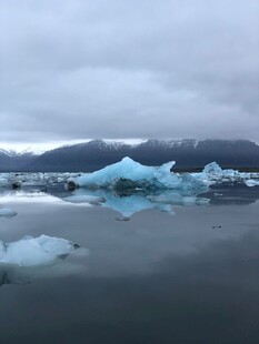 冰川漂浮于平静水面