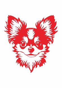 红色剪纸风可爱小狗图案