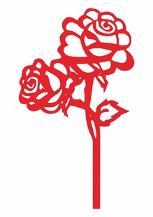 红色剪纸玫瑰花图案