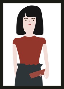 红衣短发女士