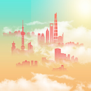 梦幻云端上的城市天际线