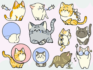 可爱猫咪卡通图案集合