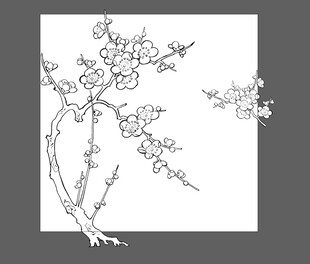 水墨梅花枝干图