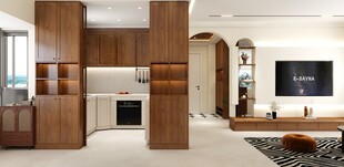 现代简约风开放式厨房客厅