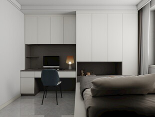 现代简约风客厅与办公区