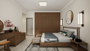 现代简约风卧室室内场景