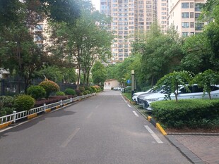 小区内整洁的停车道路