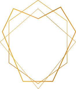 金色几何心形线条边框