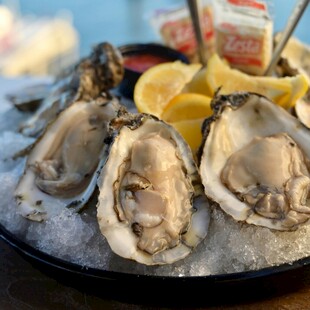 冰鲜生蚝配柠檬诱人美味