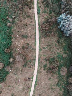 空中俯瞰蜿蜒乡间小路