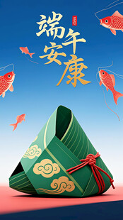 端午安康立体粽子插画