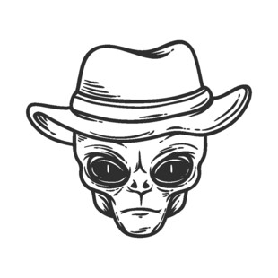 外星人头戴牛仔帽插画