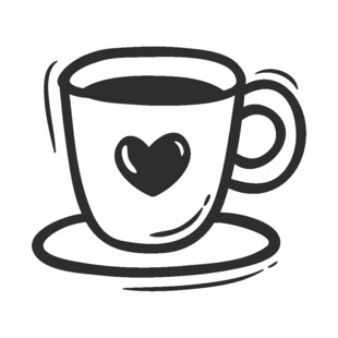 爱心图案咖啡杯插画
