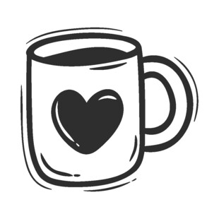 爱心图案咖啡杯插画