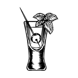 手绘薄荷鸡尾酒插画