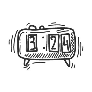 手绘风格数字闹钟插画