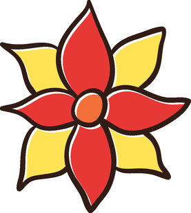 彩色六瓣花朵图案