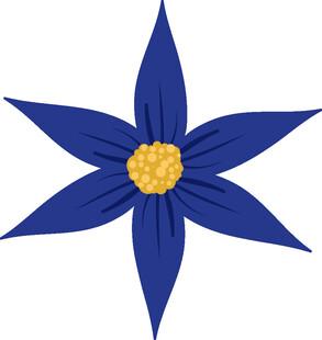 蓝色六瓣花插画图案