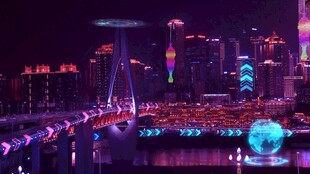 霓虹璀璨的都市夜景