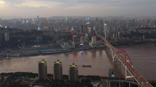 城市江景中的桥梁与建筑