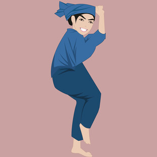 身着蓝衣的武术练习者