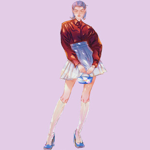 时尚少女穿搭插画展示