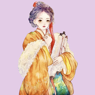 古风美人持扇优雅而立