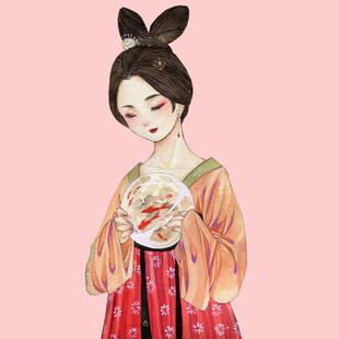 古风少女手持精致物件
