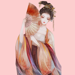 古风持扇美人图