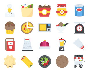 多样厨房与食品图标