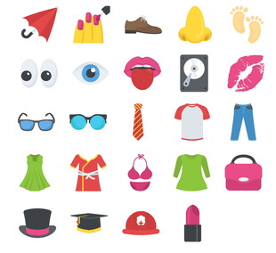 多样时尚配饰与服饰图标