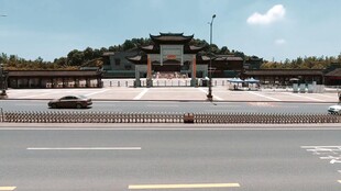 宏伟建筑前的宽阔道路