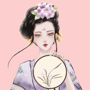 古风持扇美人图