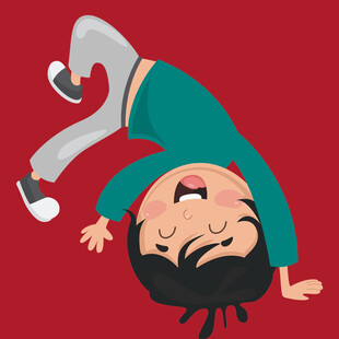 男孩倒立做街舞动作