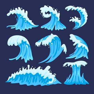 卡通海浪