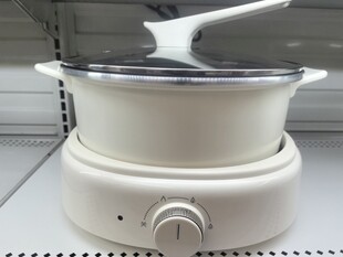 白色电火锅带锅盖旋钮款